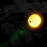 Artist's view of exoplanet in front of a star